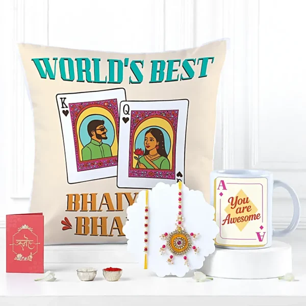 Rakhi Gift with Cushion N Mug - Image 6