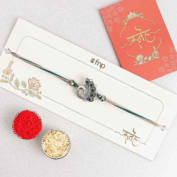 Sapphire Serenity Peacock Rakhi - Image 3